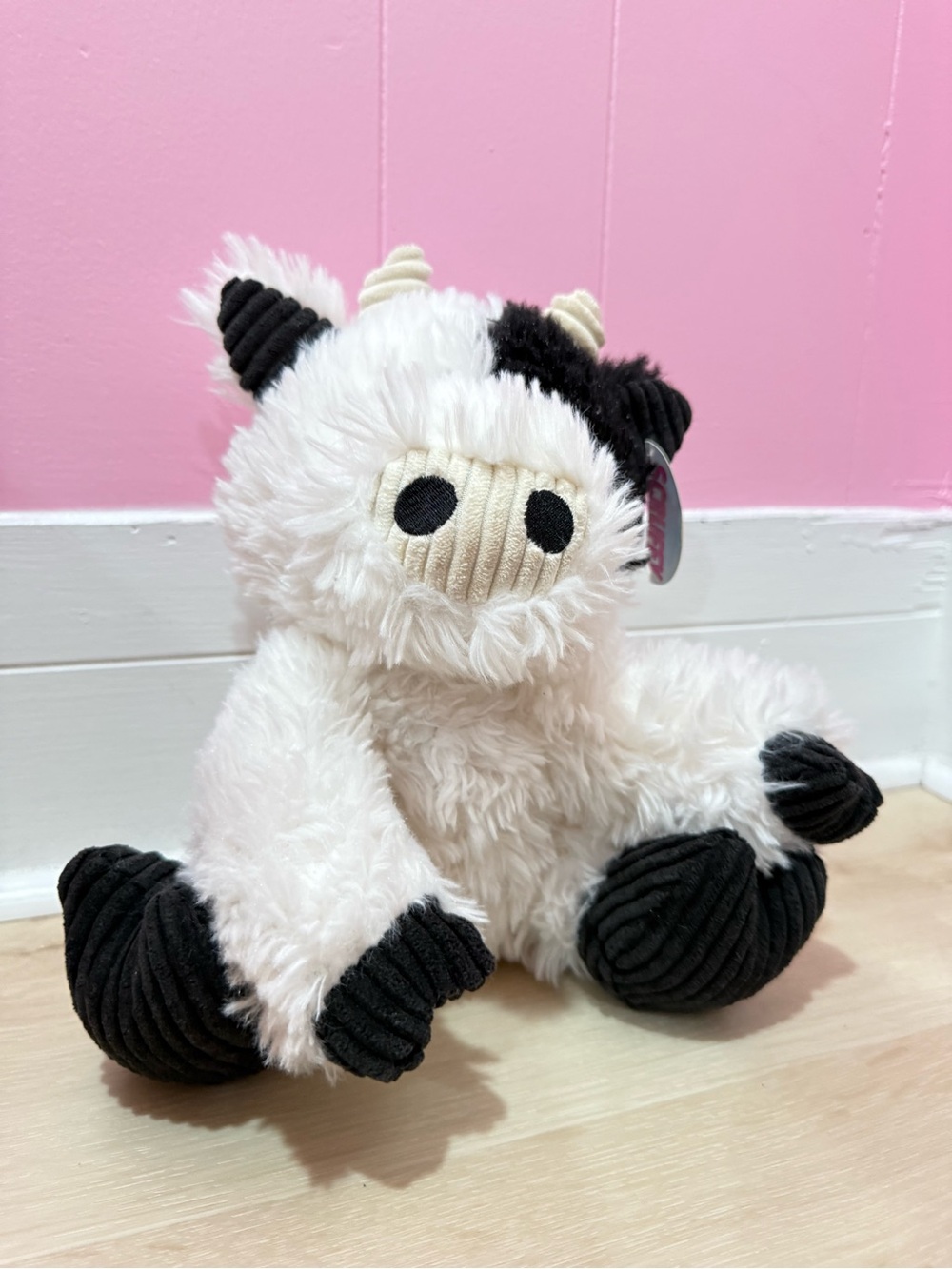 Plush White and Black Cow Stuffed Toy - Soft Kids Plush
